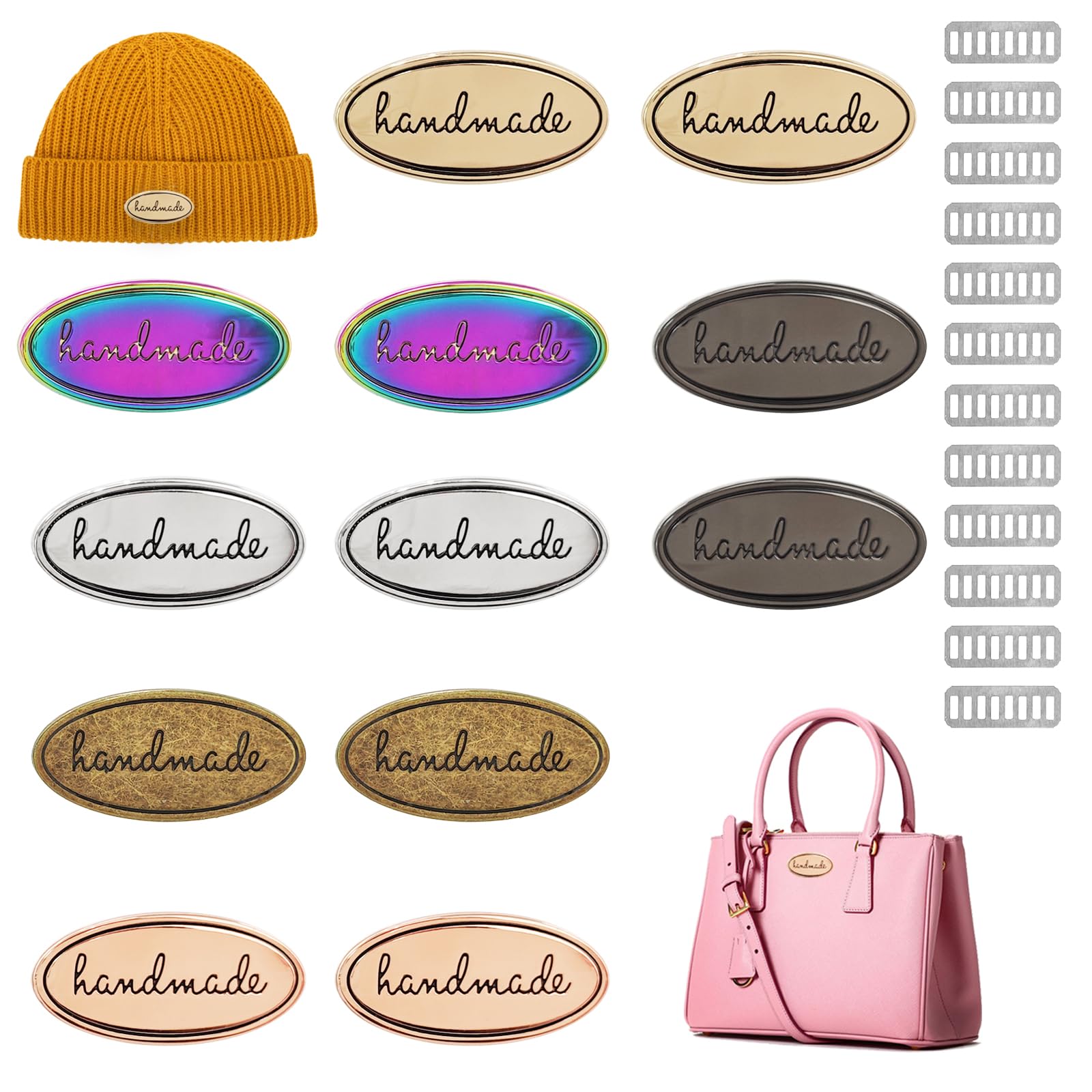 ネームタグ Handmade Bage Amazon.com: 12 Pack Multi-Color Oval Shape Alloy Hand Made Tags